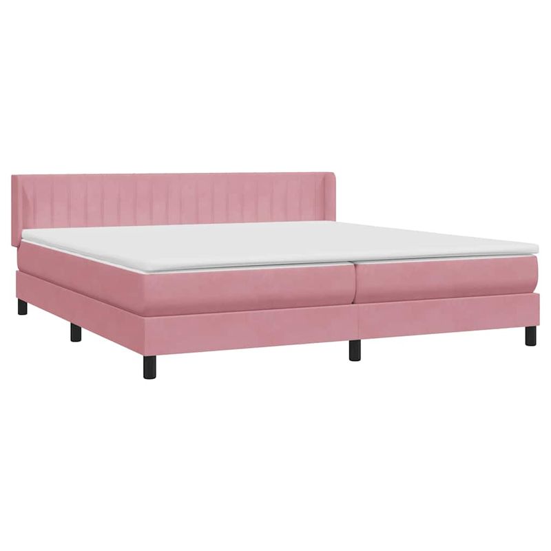 Casa si Gradina - Mobilier - Paturi si accesorii - Paturi - Pat box spring cu saltea, roz, 180x210 cm, catifea - Infinity.ro