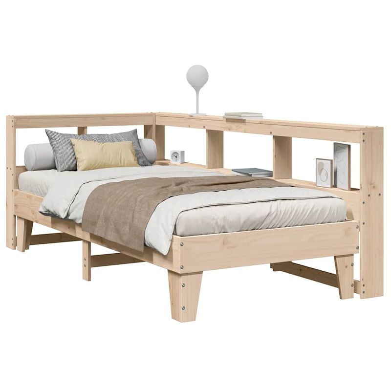 Casa si Gradina - Mobilier - Paturi si accesorii - Paturi - Pat cu biblioteca fara saltea, 90x190 cm, lemn masiv de pin - Infinity.ro