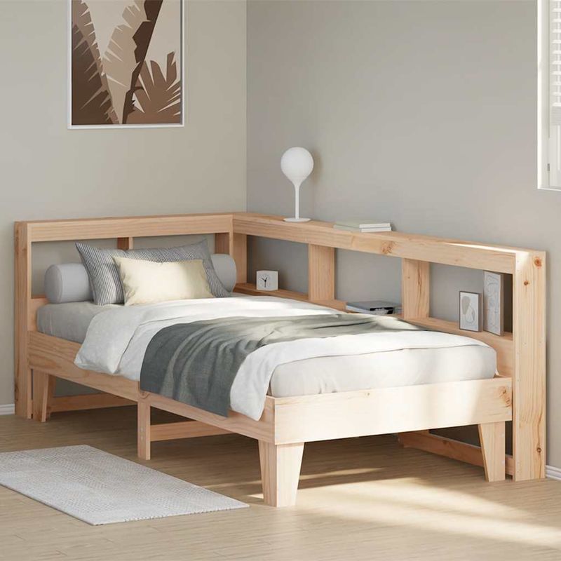 Casa si Gradina - Mobilier - Paturi si accesorii - Paturi - Pat cu biblioteca fara saltea, 90x190 cm, lemn masiv de pin - Infinity.ro