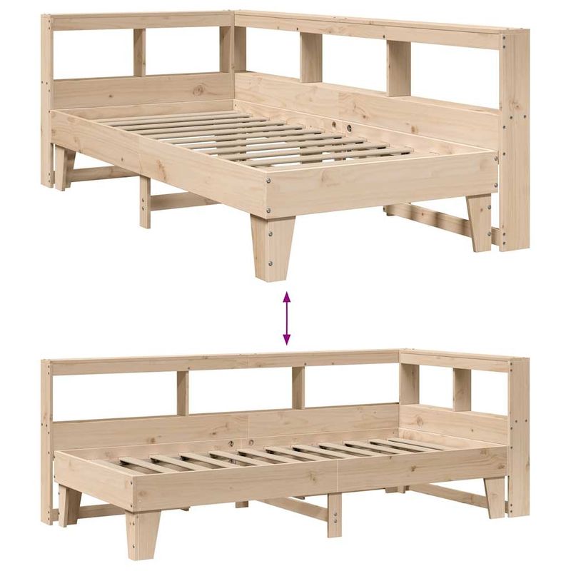 Casa si Gradina - Mobilier - Paturi si accesorii - Paturi - Pat cu biblioteca fara saltea, 90x190 cm, lemn masiv de pin - Infinity.ro