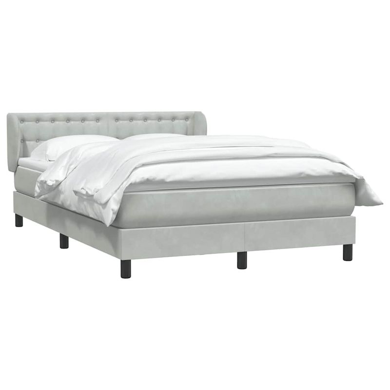 Casa si Gradina - Mobilier - Paturi si accesorii - Paturi - Pat box spring cu saltea, gri deschis, 160x220 cm, catifea - Infinity.ro