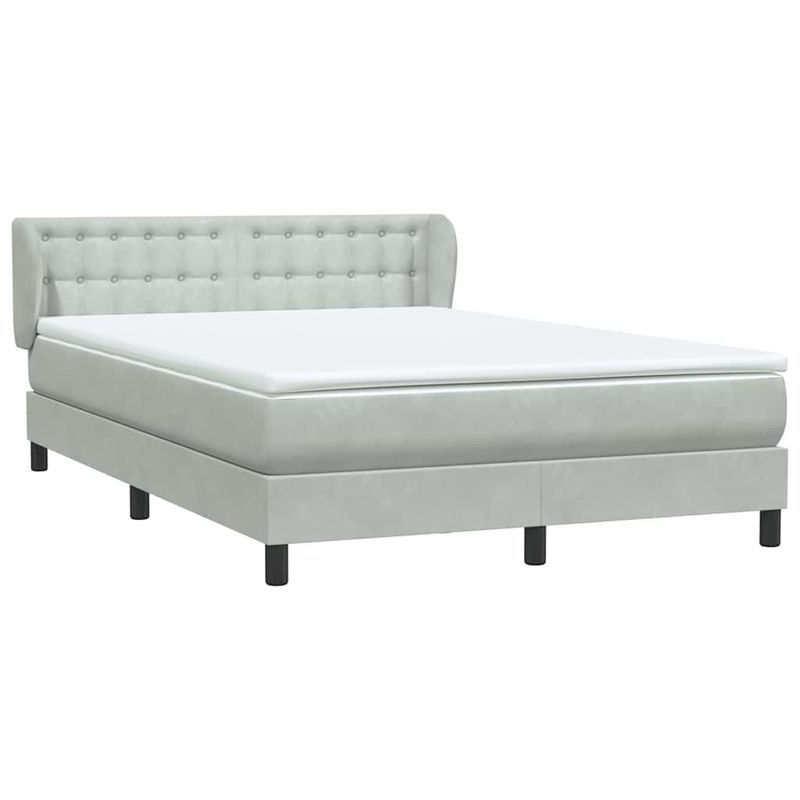 Casa si Gradina - Mobilier - Paturi si accesorii - Paturi - Pat box spring cu saltea, gri deschis, 160x220 cm, catifea - Infinity.ro