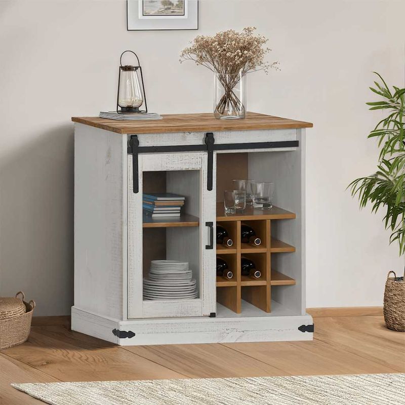 Casa si Gradina - Mobilier - Comode si corpuri - Comode - Bufeta HALDEN cu usa glisanta alb 80x40x80 cm lemn masiv - Infinity.ro