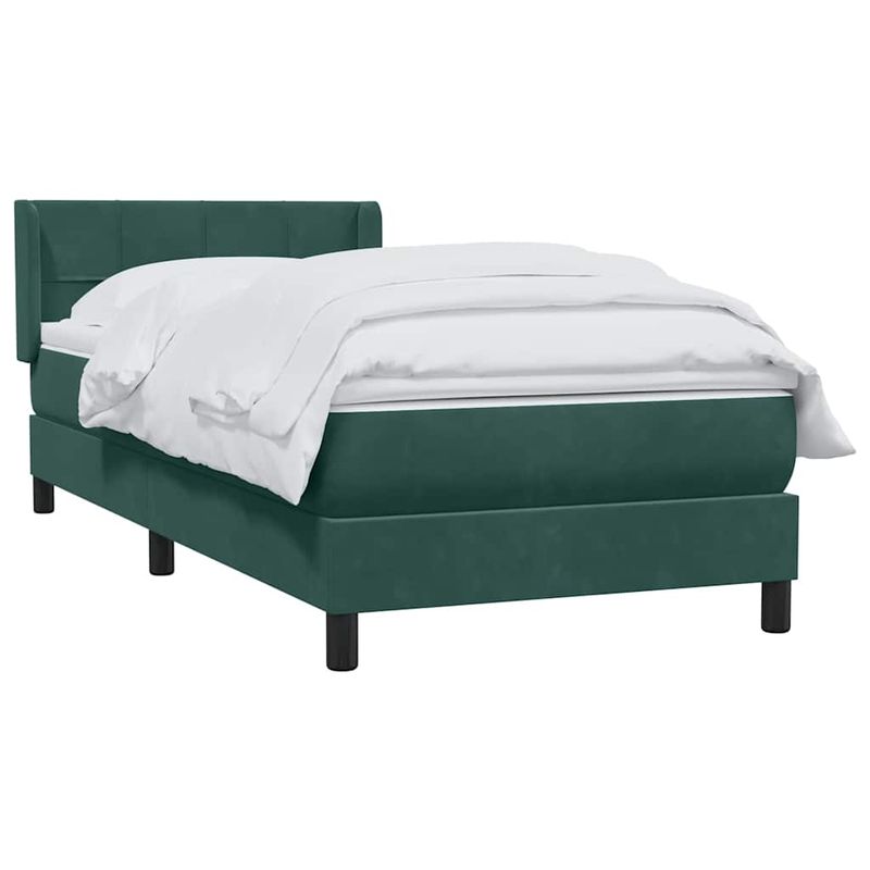 Casa si Gradina - Mobilier - Paturi si accesorii - Paturi - Pat box spring cu saltea, verde inchis, 80x220 cm, catifea - Infinity.ro