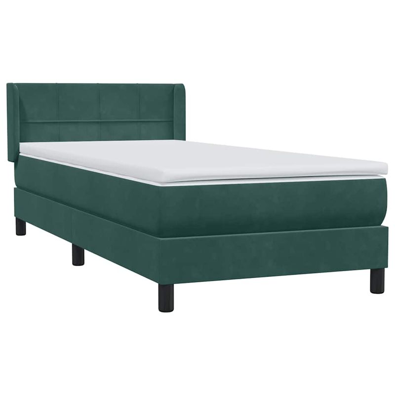 Casa si Gradina - Mobilier - Paturi si accesorii - Paturi - Pat box spring cu saltea, verde inchis, 80x220 cm, catifea - Infinity.ro