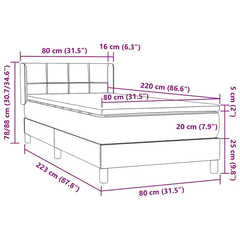 Casa si Gradina - Mobilier - Paturi si accesorii - Paturi - Pat box spring cu saltea, verde inchis, 80x220 cm, catifea - Infinity.ro