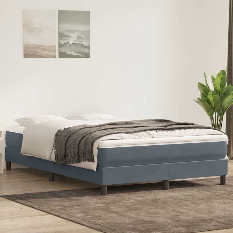 Casa si Gradina - Mobilier - Paturi si accesorii - Paturi - Pat cu arcuri fara saltea Gri inchis 140x210 cm catifea - Infinity.ro