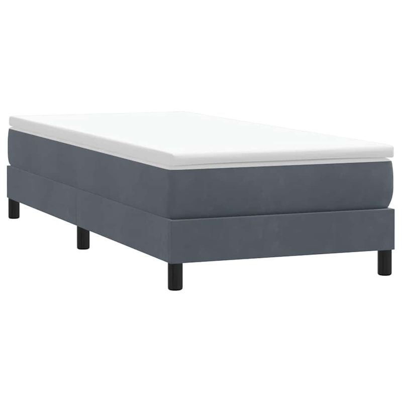 Casa si Gradina - Mobilier - Paturi si accesorii - Paturi - Pat box spring cu saltea, gri inchis, 80x210 cm, catifea - Infinity.ro