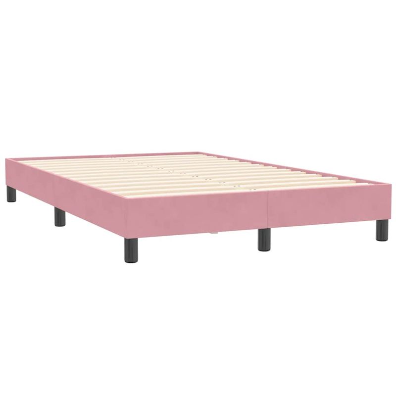 Casa si Gradina - Mobilier - Paturi si accesorii - Paturi - Pat cu arcuri fara saltea roz 120x210 cm catifea - Infinity.ro