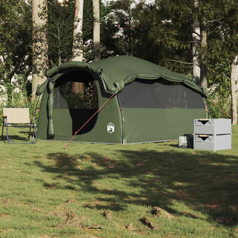 Sport si Outdoor - Camping - Corturi camping - Cort familie tunel pentru 6 persoane verde masliniu impermeabil - Infinity.ro