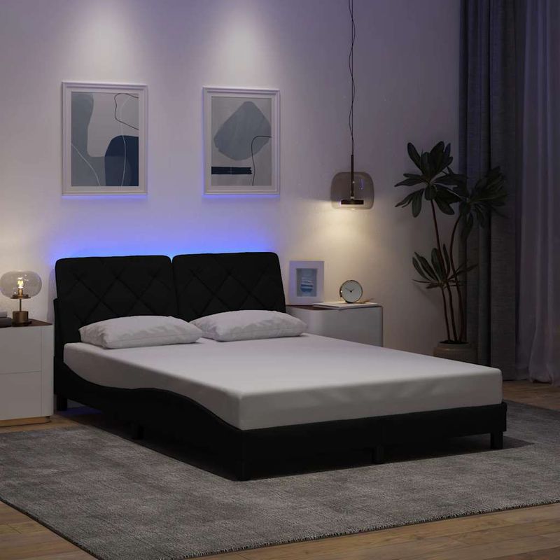 Casa si Gradina - Mobilier - Paturi si accesorii - Paturi - Cadru de pat cu LED fara saltea Negru 140x190 cm Material - Infinity.ro