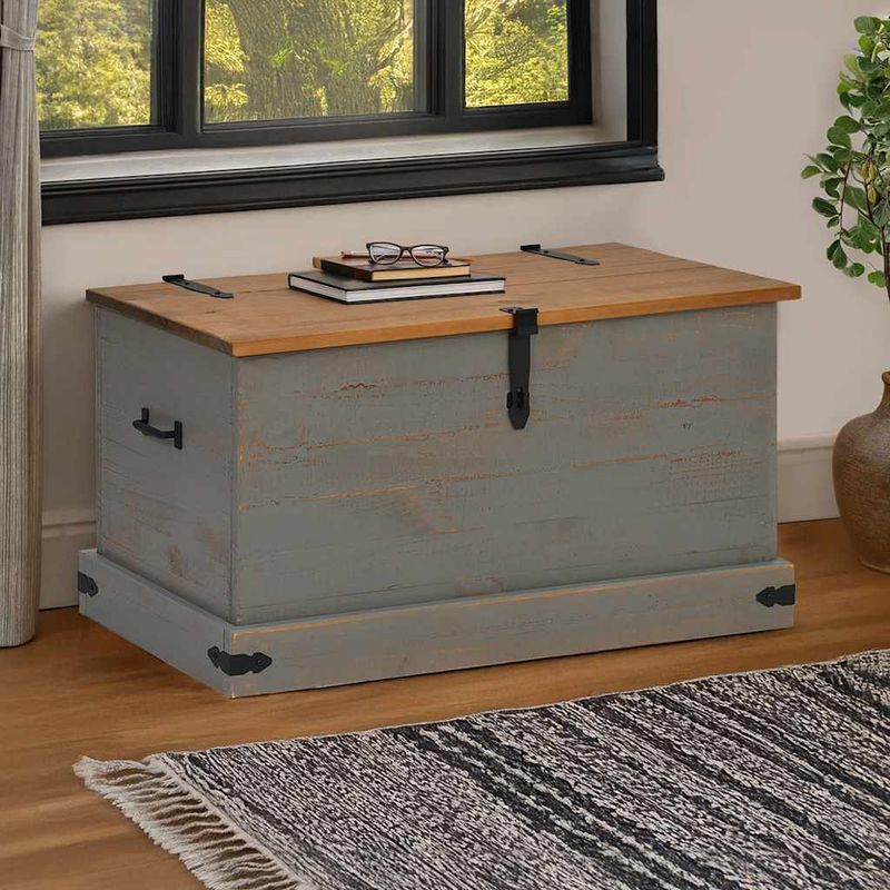 Casa si Gradina - Mobilier - Organizare si depozitare - Cutii depozitare - Cufa de depozitare HALDEN gri 91x48x47 cm lemn masiv de pin - Infinity.ro