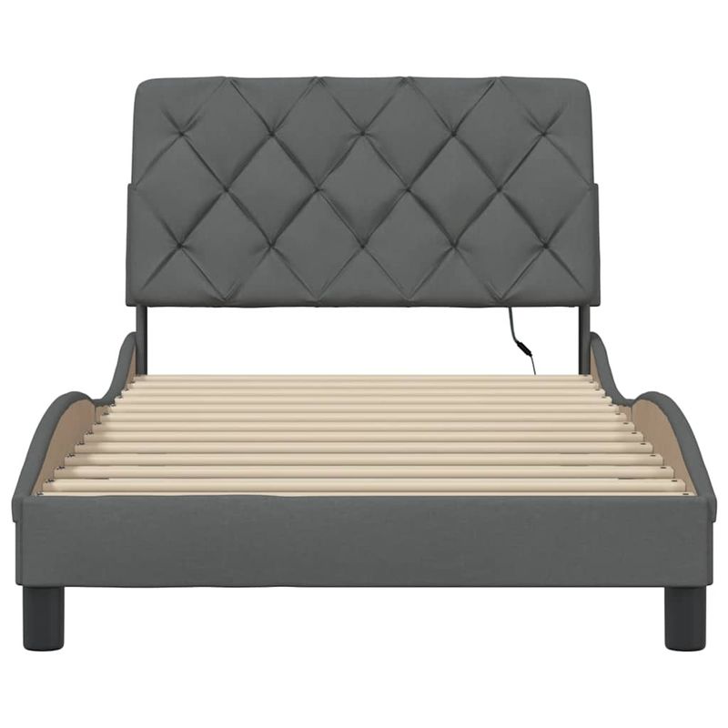 Casa si Gradina - Mobilier - Paturi si accesorii - Paturi - Cadru de pat cu LED fara saltea tesatura gri inchis 100x200 cm - Infinity.ro