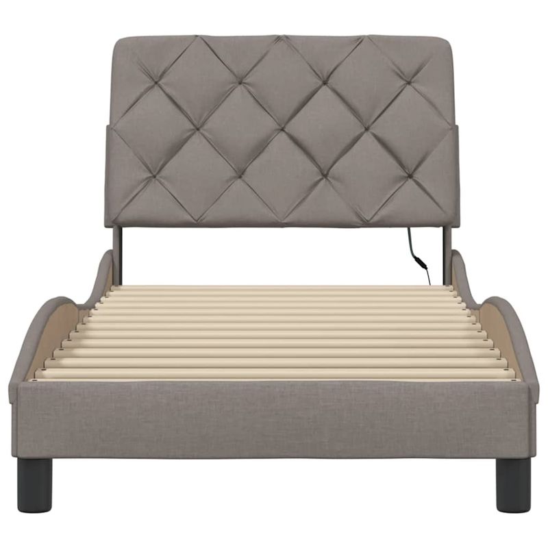 Casa si Gradina - Mobilier - Paturi si accesorii - Paturi - Cadru de pat cu LED fara saltea Taupe 90x200 cm Material - Infinity.ro