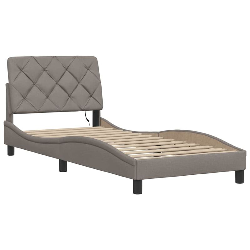 Casa si Gradina - Mobilier - Paturi si accesorii - Paturi - Cadru de pat cu LED fara saltea Taupe 90x200 cm Material - Infinity.ro