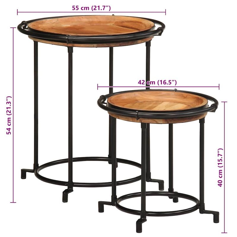 Casa si Gradina - Mobilier - Mese si birouri - Mese living - Set masa laterala 2 piese din lemn masiv de salcam - Infinity.ro