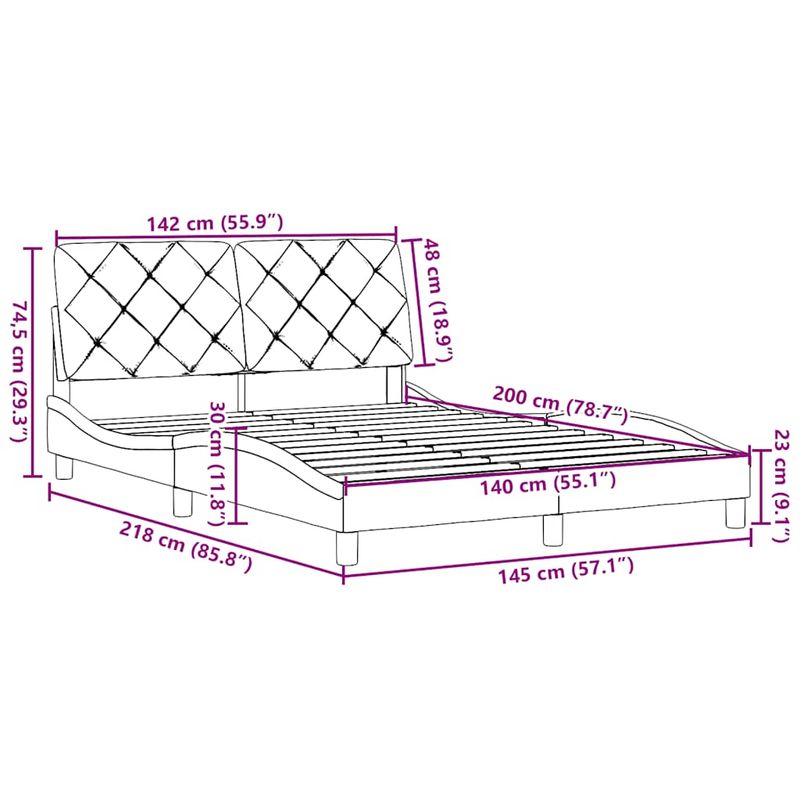 Casa si Gradina - Mobilier - Paturi si accesorii - Paturi - Cadru de pat fara saltea, albastru, 140x200 cm, textil - Infinity.ro