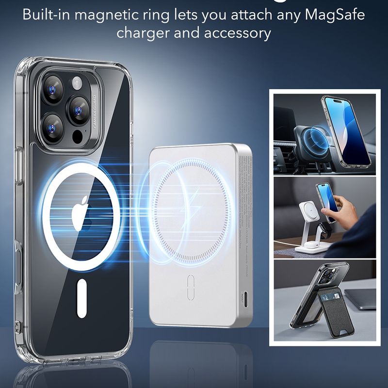 Laptop, Telefoane si Tablete - Telefoane mobile si accesorii - Accesorii Telefoane - Huse telefoane - Husa pentru iPhone 16 Pro - ESR Classic Hybrid HaloLock - Transparent - Infinity.ro