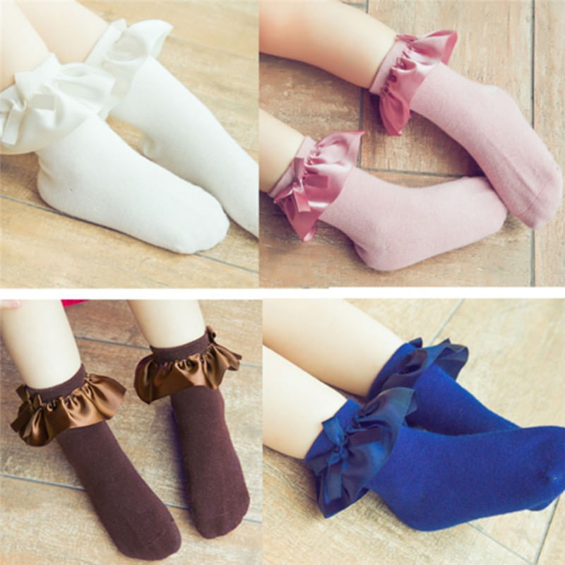 Fashion, accesorii si bijuterii - Copii - Lenjerie si pijamale copii - Sosete si dresuri copii - Sosete cu volan si fundita Drool (Culoare: Bleumarine, Varsta: 6-8 ani) - Infinity.ro