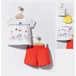Fashion, accesorii si bijuterii - Copii - Imbracaminte copii - Treninguri si compleuri copii - Compleu 2 piese cu pisicute pentru bebelusi, Tongs baby (Culoare: Rosu, Marime: 9-12 luni) - Infinity.ro