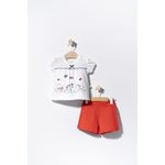Fashion, accesorii si bijuterii - Copii - Imbracaminte copii - Treninguri si compleuri copii - Compleu 2 piese cu pisicute pentru bebelusi, Tongs baby (Culoare: Rosu, Marime: 9-12 luni) - Infinity.ro