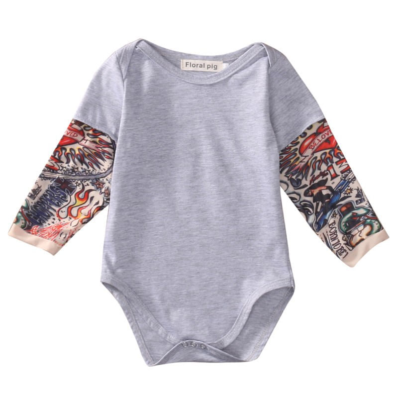 Fashion, accesorii si bijuterii - Copii - Imbracaminte copii - Body-uri copii - Body cu tatuaj Drool (Culoare: Gri, Marime: 100) - Infinity.ro
