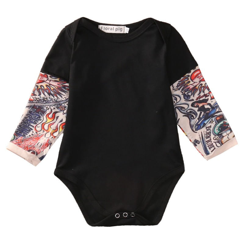 Fashion, accesorii si bijuterii - Copii - Imbracaminte copii - Body-uri copii - Body cu tatuaj Drool (Culoare: Gri, Marime: 100) - Infinity.ro