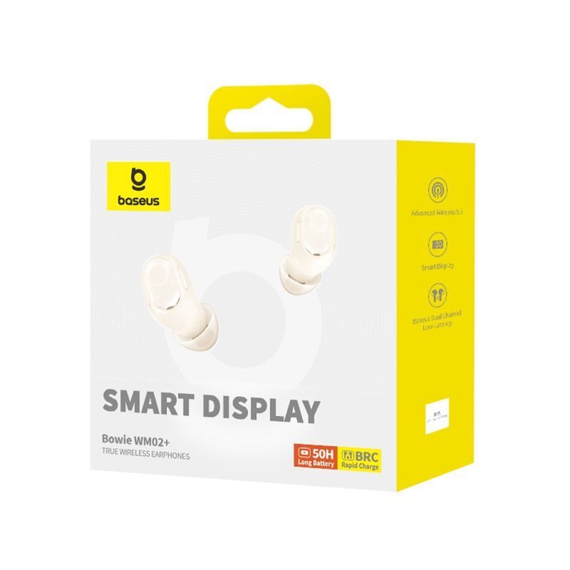 TV, Audio-Video si Foto - Portabile audio - Casti audio - Casti Albastrutooth V5.3 cu Smart Display, TWS - Baseus WM02+ (NGTW370302) - Cremy Alb - Infinity.ro