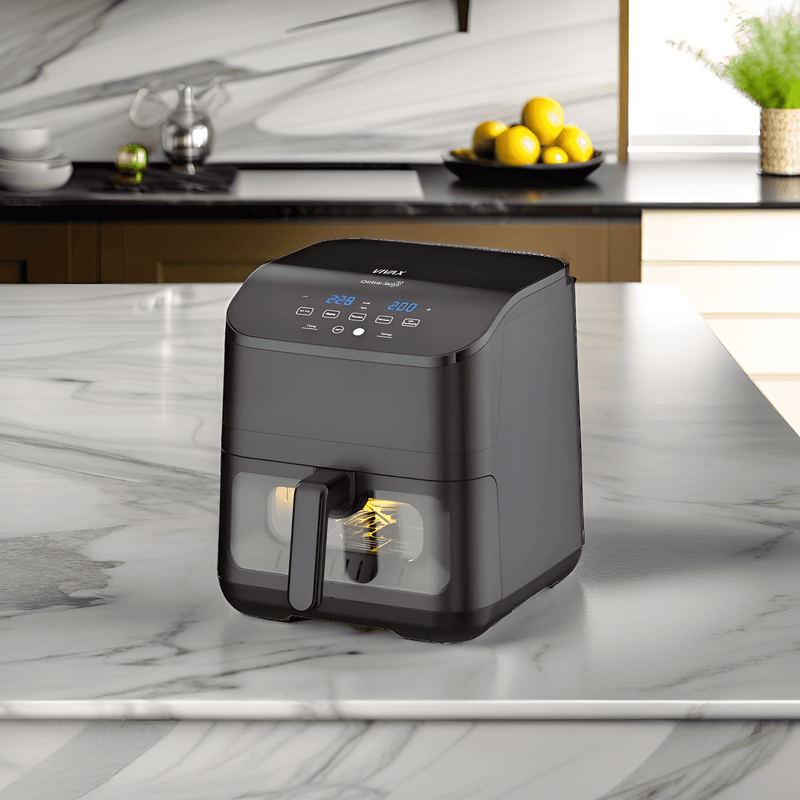 Electronice si Electrocasnice - Electrocasnice bucatarie - Aparate de gatit & desert - Friteuze - Friteuza cu aer cald Vivax DFA-617DB, 1500W, 6L, temperatura reglabila pana la 200°C, cronometru, negru - Infinity.ro