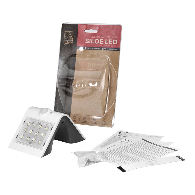 Casa si Gradina - Corpuri si surse de iluminat - Iluminat exterior - Lampi solare - Lampa solara ADVITI Siloe AD-SL-6083WLR4, 1.5 W, senzor de miscare, unghi de detectie 120°, alb - Infinity.ro