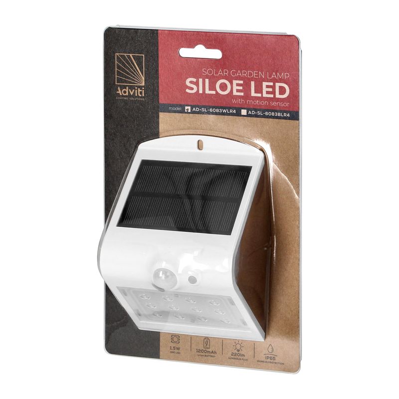 Casa si Gradina - Corpuri si surse de iluminat - Iluminat exterior - Lampi solare - Lampa solara ADVITI Siloe AD-SL-6083WLR4, 1.5 W, senzor de miscare, unghi de detectie 120°, alb - Infinity.ro