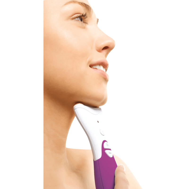 Ingrijire personala si Cosmetice - Aparate & accesorii ingrijire personala - Aparate cosmetice - Aparate intretinere si ingrijire corporala - Aparat masaj facial pentru gat si barbie RIO Neck4,3 programe, functie EMS, baterie 9V, alb/mov - Infinity.ro