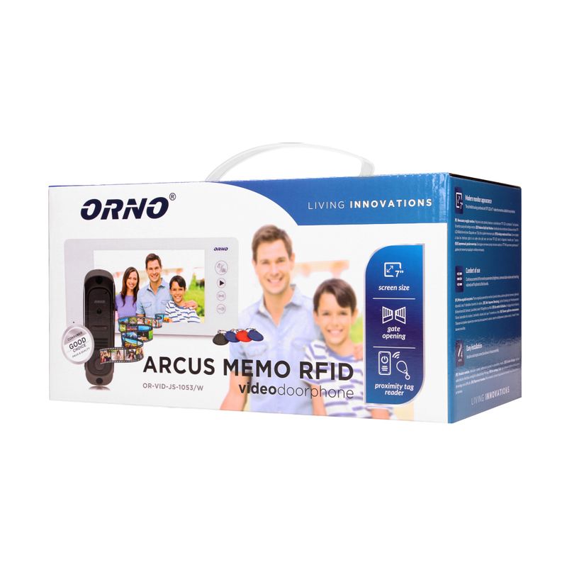 Casa si Gradina - Electrice - Smart Home - Control acces si accesorii - Videointerfon pentru o familie ARCUS ORNO OR-VID-JS-1053/W, color, monitor ultra-plat LCD 7", alb/negru - Infinity.ro