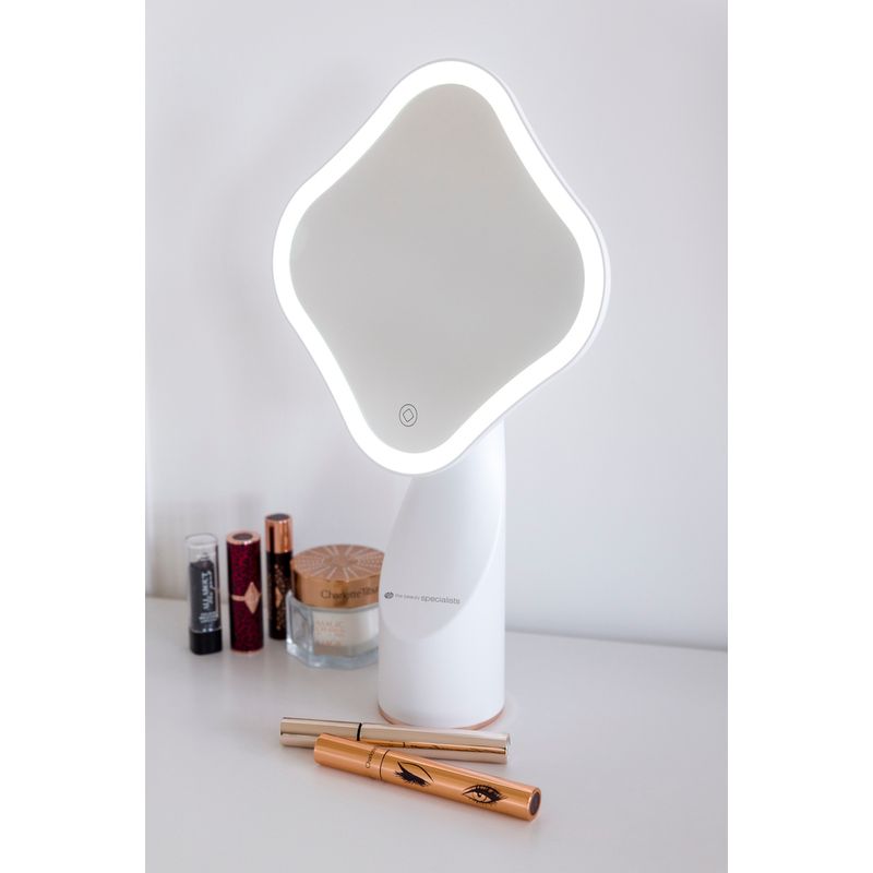 Ingrijire personala si Cosmetice - Machiaj - Oglinzi cosmetice - Oglinda cosmetica RIO MMIF, iluminare LED in inel, rotire 360°, control tactil, 3 setari, autonomie 4 ore, alb - Infinity.ro