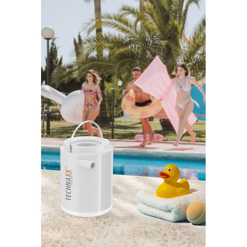 Sport si Outdoor - Ciclism - Accesorii pentru biciclete - Pompe biciclete - Pompa de aer electrica mini Technaxx TX-261, 13.5W, portabila, baterie 1360 mAh, incarcare USB-C, alb - Infinity.ro