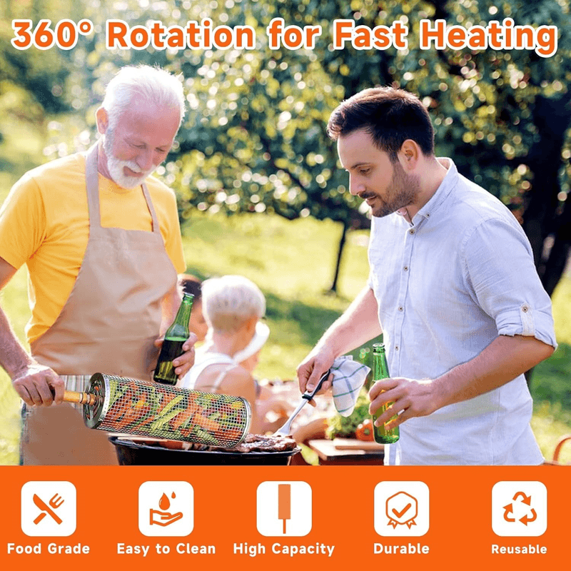 Casa si Gradina - Gradina si terasa - Gratare si accesorii - Accesorii gratare - Cos cilindric pentru gratar cu maner din otel inoxidabil, rezistent la temperaturi ridicate, dimensiuni 30x10cm ABYZ™ - Infinity.ro