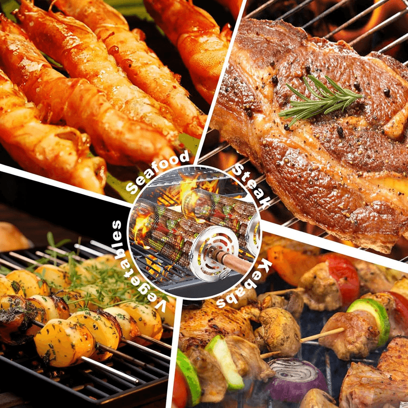 Casa si Gradina - Gradina si terasa - Gratare si accesorii - Accesorii gratare - Cos cilindric pentru gratar cu maner din otel inoxidabil, rezistent la temperaturi ridicate, dimensiuni 30x10cm ABYZ™ - Infinity.ro