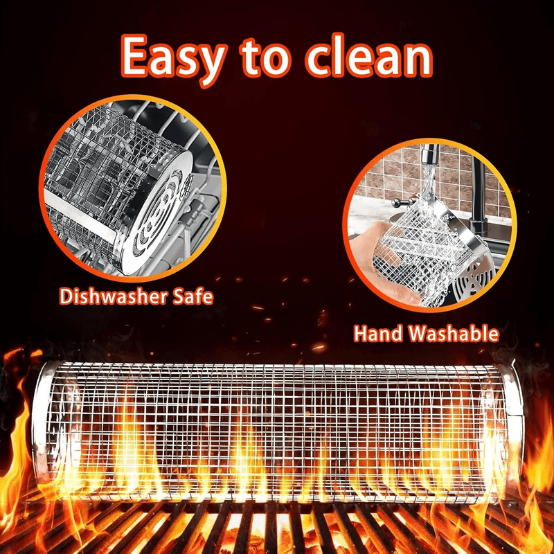 Casa si Gradina - Gradina si terasa - Gratare si accesorii - Accesorii gratare - Cos cilindric pentru gratar cu maner din otel inoxidabil, rezistent la temperaturi ridicate, dimensiuni 30x10cm ABYZ™ - Infinity.ro