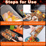 Casa si Gradina - Gradina si terasa - Gratare si accesorii - Accesorii gratare - Cos cilindric pentru gratar cu maner din otel inoxidabil, rezistent la temperaturi ridicate, dimensiuni 30x10cm ABYZ™ - Infinity.ro