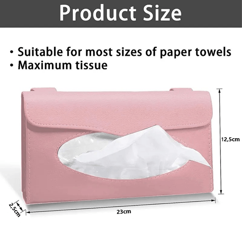 Casa si Gradina - Mobilier - Organizare si depozitare - Cutii depozitare - Suport elegant Servetele pentru parasolarul masinii, piele ecologica, dimensiuni 23x12,5x2,5cm, culoare Roz ABYZ™ - Infinity.ro