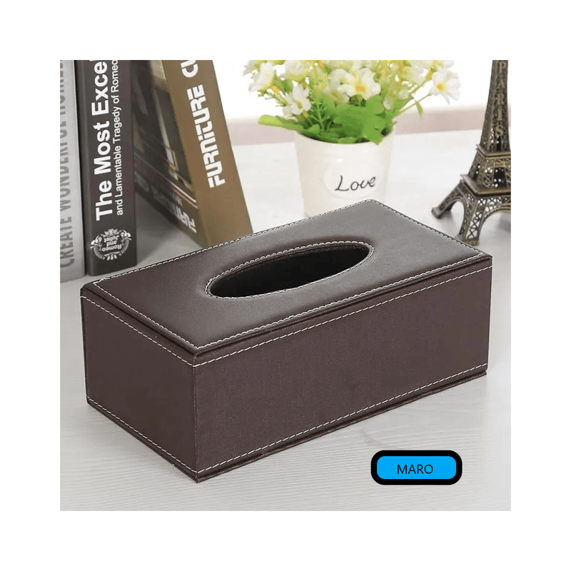 Casa si Gradina - Mobilier - Organizare si depozitare - Cutii depozitare - Cutie pentru Servetele, Piele Ecologica, dimensiuni 24x12x8,5cm, culoare Maro ABYZ™ - Infinity.ro