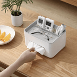 Casa si Gradina - Mobilier - Organizare si depozitare - Cutii depozitare - Cutie pentru servetele cu suport pentru telefon, telecomanda,  multifunctionala, dimensiuni 21x16x12cm, alb/gri  ABYZ™ - Infinity.ro