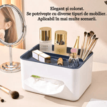 Casa si Gradina - Mobilier - Organizare si depozitare - Cutii depozitare - Cutie pentru servetele cu suport pentru telefon, telecomanda, multifunctionala, dimensiuni 21x16x12cm, alb/albastru ABYZ - Infinity.ro