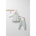 Fashion, accesorii si bijuterii - Copii - Imbracaminte copii - Treninguri si compleuri copii - Set 3 piese: pantaloni, bluzita si vestuta eleganta pentru bebelusi Paris Love, Tongs baby (Culoare: Vernil, Marime: 6-9 luni) - Infinity.ro