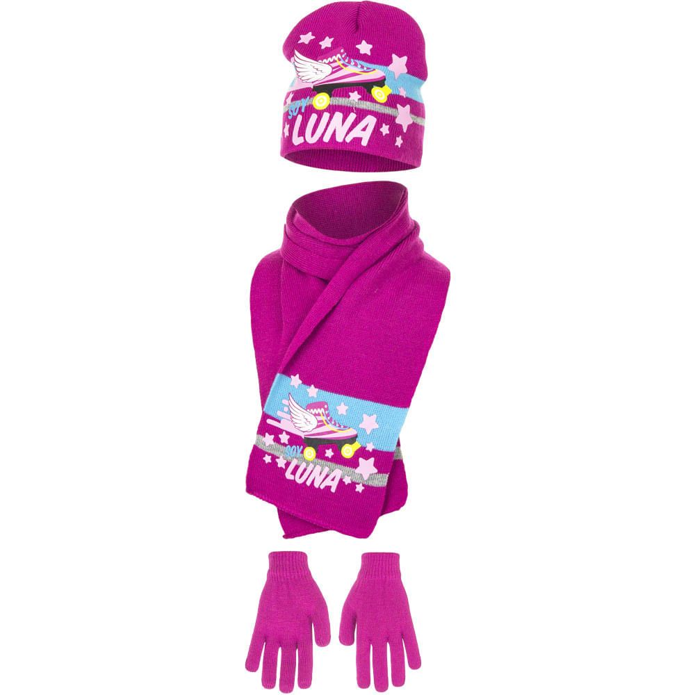 Set caciula-fular-manusi Soy Luna-Fucsia