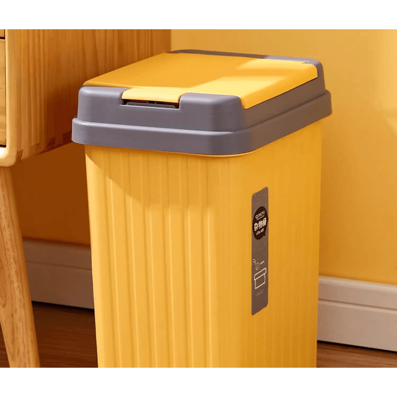 Casa si Gradina - Mobilier - Organizare si depozitare - Cosuri de gunoi - Cos Gunoi cu Capac, 6L, Patrat, Material Plastic, culoare Galben ABYZ™ - Infinity.ro