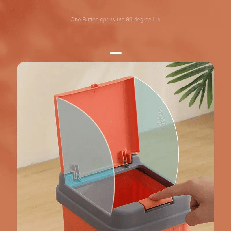 Casa si Gradina - Mobilier - Organizare si depozitare - Cosuri de gunoi - Cos Gunoi cu Capac, 10L, Patrat, Material Plastic, culoare Portocaliu ABYZ™ - Infinity.ro