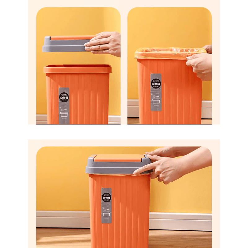 Casa si Gradina - Mobilier - Organizare si depozitare - Cosuri de gunoi - Cos Gunoi cu Capac, 10L, Patrat, Material Plastic, culoare Portocaliu ABYZ™ - Infinity.ro