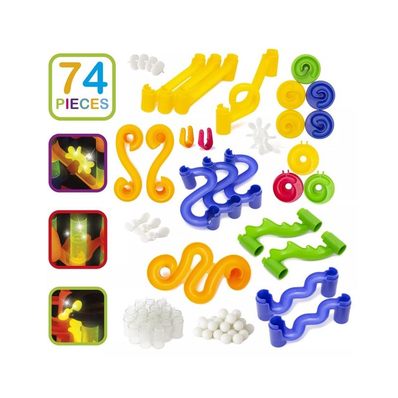 Jucarii, Copii si Bebe - Jucarii si jocuri - Jucarii & jocuri educative - Jucarii interactive - Set joc pista cu bile Marble Mountain fosforescent din 74 piese, multicolor, Grafix R05-0691 - Infinity.ro