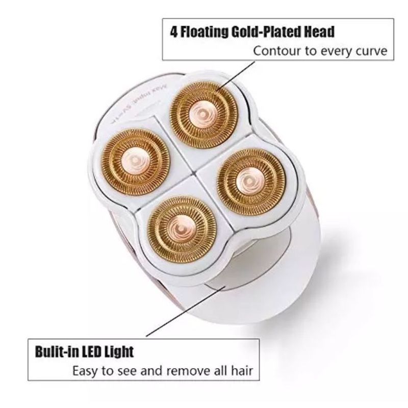 Ingrijire personala si Cosmetice - Aparate & accesorii ingrijire personala - Aparate de ras si tuns - Aparate de ras electrice - Aparat electric de ras pentru femei Flawless Legs, fara fir, cu LED, 9x6x5.5cm, Alb-Rose-Gold - Infinity.ro